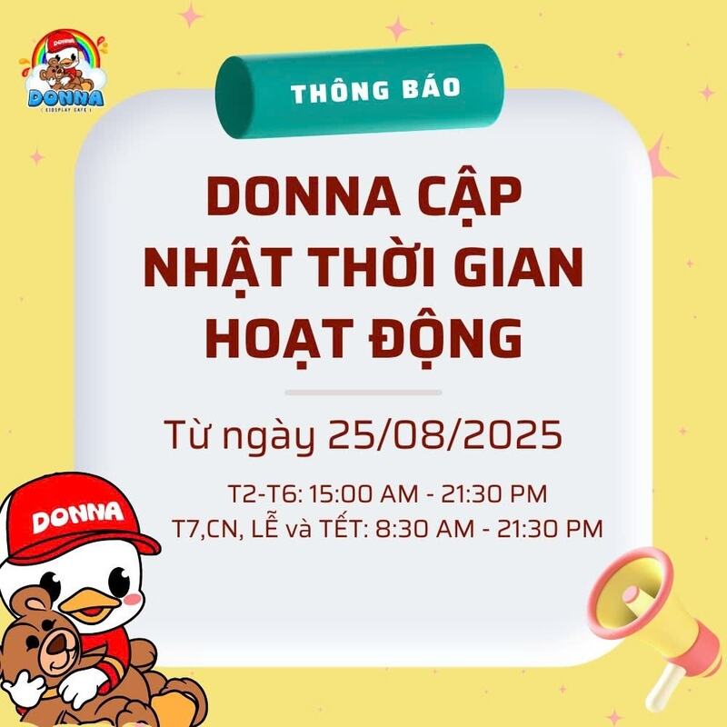 Cập nhật giờ hoạt động mới tại DONNA (Nguồn: DONNA)